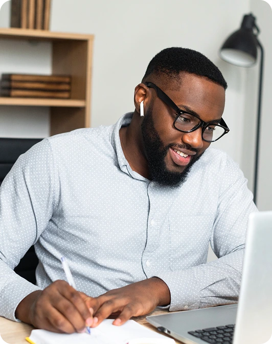 Professional using laptop