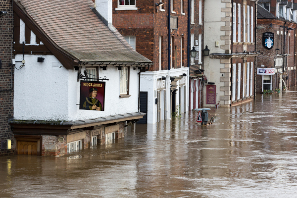 UK street under water during a flash flood